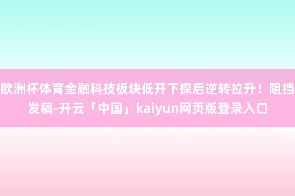 欧洲杯体育金融科技板块低开下探后逆转拉升！阻挡发稿-开云「中国」kaiyun网页版登录入口