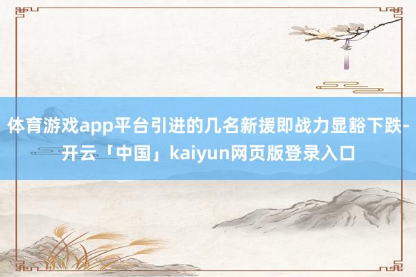 体育游戏app平台引进的几名新援即战力显豁下跌-开云「中国」kaiyun网页版登录入口